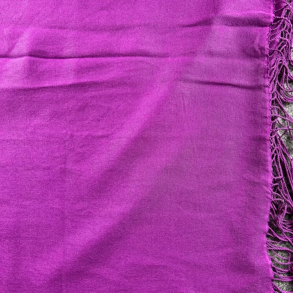 Bloomingdales Purple Silk Cashmere Blend Fringe Wrap Shawl Scarf